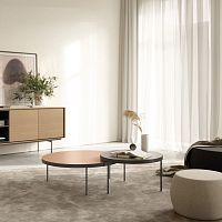 Contemporary coffee table GAUwoodenlacquered metalmetal base