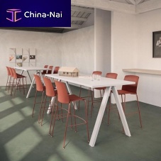 Contemporary high bar table CROSSmelaminelacquered metal steel baserectangular