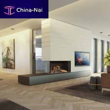 Gas fireplace KALFIRE GP115/55Rfloor-mounted3-sidedclosed hearth
