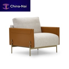 Contemporary armchair V215leatherfabriclacquered metal