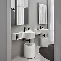 Wall-mounted washbasin SELLA - TALCO MATT WHITEceramicwith shelfdouble