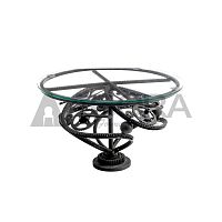 Original design coffee table STREET glassmetal baseround