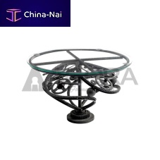 Original design coffee table STREET glassmetal baseround