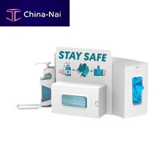 Wall-mounted hygiene station HYG-SV1with glove boxwith hand sanitizer holder