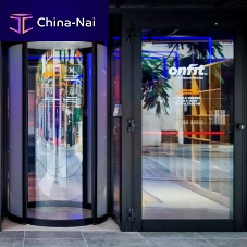 Curved security interlocking door for access controlglazed