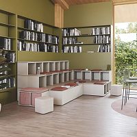 Contemporary bench OXOwoodenfabricwithout backrest