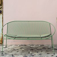 Contemporary bench Hula Sunbrella®powder-coated stainless steelwith backrest