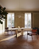 Contemporary dining table NIBBLES CALACATTAmarblelacquered metal basemarble base