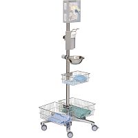 Hygiene station on casters 22413with basketwith hand sanitizer holderwith glove box