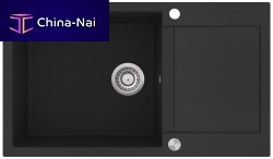 Single-bowl kitchen sink TESA SQT serieswith drainboardresinquartz composite