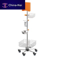 Hygiene station on casters S025120Iwith hand sanitizer holderwith glove boxwith basket