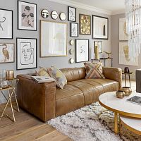 Contemporary sofa BAILEYleatherbrownash base