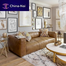 Contemporary sofa BAILEYleatherbrownash base