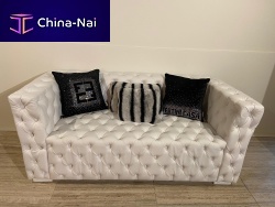 Chesterfield sofa Linfabricleatherwhite