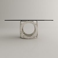 Contemporary dining table BALTASSARtempered glassmarble baseround