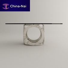 Contemporary dining table BALTASSARtempered glassmarble baseround