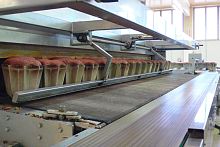 Fully-automatic cake production line with filling unitin-linefor the food industry