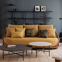 Contemporary sofa CASKfabricleathergray