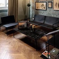 Contemporary coffee table Tout Le Jour marblepainted metal baserectangular