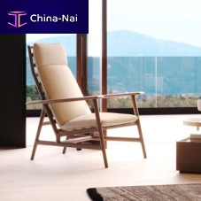 Contemporary armchair Ripafabricwood veneerwith removable cushion
