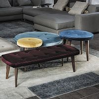 Contemporary ottoman 9300 PANCAKEfabricwoodenindoor