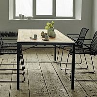 Contemporary table FLIPteakstainless steel baserectangular