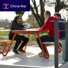 Contemporary table and bench set ZOID R - ZOID PNsteelHPLoutdoor