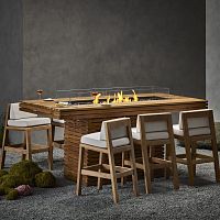 Contemporary high bar table GIN 90 (BAR)teakstainless steeltempered glass