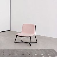 Contemporary fireside chair PATHfabricleatherlacquered steel