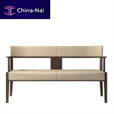 Contemporary upholstered bench MERA fabricleatheroak base
