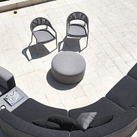 Contemporary ottoman BELTfabricroundwith washable removable cover