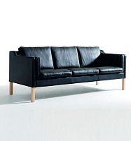 Contemporary sofa ETONfabricleatherblack