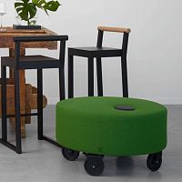 Contemporary pouf DOTfabricleatherround