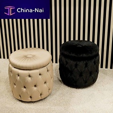 Chesterfield pouf ROLLER CAPITONNfabricleatherround