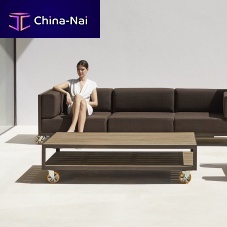 Contemporary coffee table VINEYARD EXTRA-LARGE woodenaluminum baserectangular