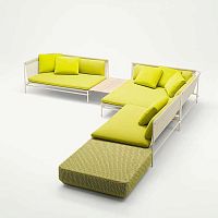 Contemporary ottoman DAYDREAMstainless steelropeupholstered