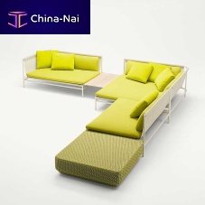 Contemporary ottoman DAYDREAMstainless steelropeupholstered