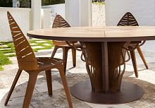 Contemporary table INTRECCIOokoumCOR-TEN® baseround