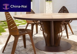 Contemporary table INTRECCIOokoumCOR-TEN® baseround