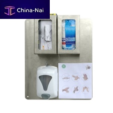 Wall-mounted hygiene station PIANOSAwith glove boxwith hand sanitizer holder