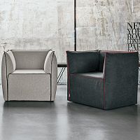 Contemporary armchair Flowerfabricleathergray
