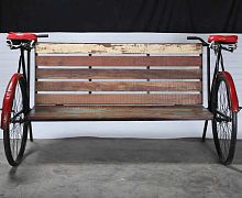 Vintage bench BICYCLEwoodenmetalwith backrest