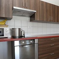 Contemporary kitchen woodenwith handlebrown