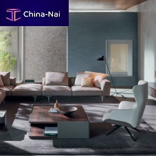 Contemporary coffee table HUBERTwoodenwooden baseleather base