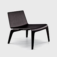 Contemporary fireside chair COUPE' leatherplywoodoak