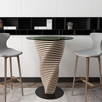 Original design high bar table Cascadaglasswooden baseround