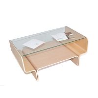 Contemporary coffee table PUFF STwoodenglassrectangular