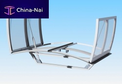 Glass natural lighting dome for flat roofswith smoke-extraction vent