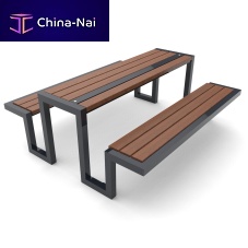 Contemporary picnic table KS-T6woodenlacquered metal basesteel base