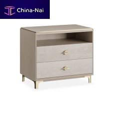 Contemporary bedside table ALLUREwoodenbrushed brass baserectangular